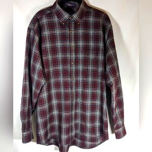 Vintage Sir Pendleton 100% Virgin Wool Red Button-Down Plaid Dress Shirt Size L
